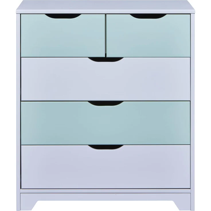 Inter Link – Kommode – 5 Schubladen – Schubladenschrank – Beistellschrank – Sideboard – Hellgrau – Salvei – Massivholz – Prati