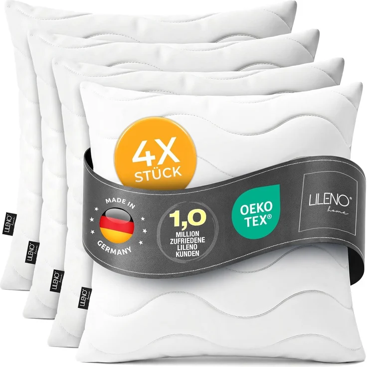 LILENO HOME Kopfkissen 40x60 (4er Set) – 95 °C waschbar, Oeko-Tex & Made in DE – Allergiker Kissen 40x60 für himmlischen Schlaf – Haut schmeichelndes & geruchsfreies Pillow – Bild 1
