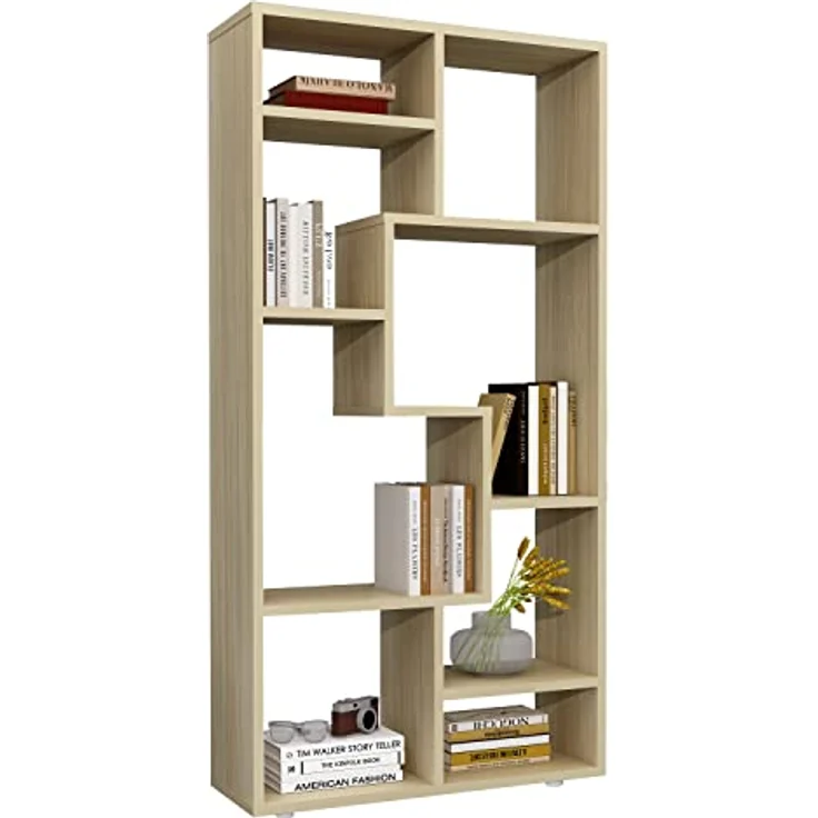 MID.YOU Mid.you Regal, Honigeiche, Holzwerkstoff, stehend, 58x116x20 cm für Wohnzimmer und Bücherregale – Bild 1