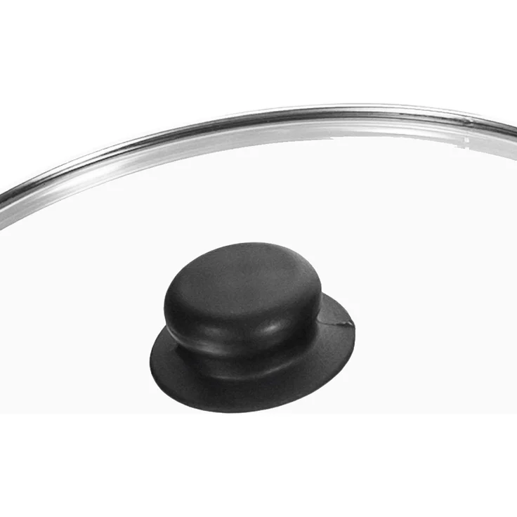 Ø26cm Grillpfanne aus Gusseisen mit Glasdeckel Induktion Holzgriff Bratpfanne Pfanne Feuerpfanne – Bild 5