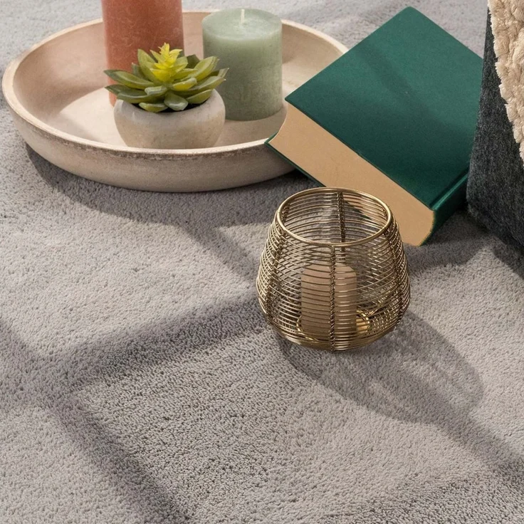 TaraCarpet Teppich Supersoft Kurzflorteppich Fiona Uni, rechteckig, Höhe: 14 mm, Wohnzimmer, Schlafzimmer, Esszimmer, Fiona grau 50x80 – Bild 2