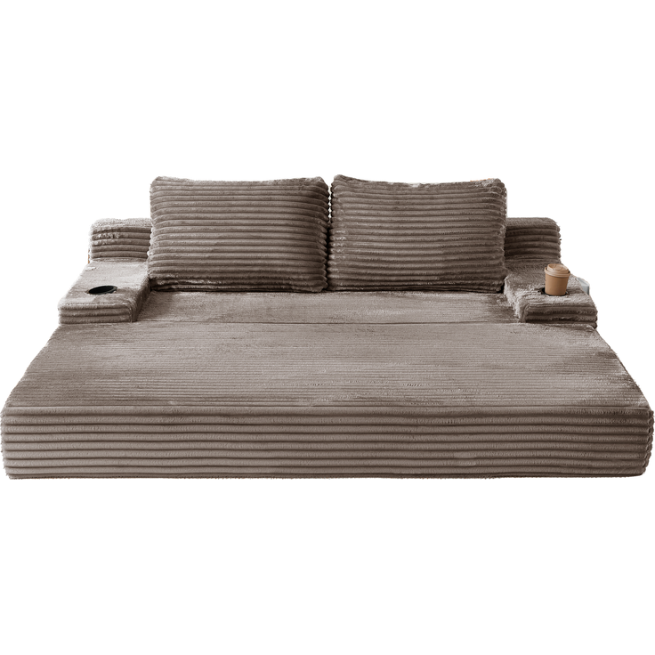 ZUBALIYA Sofa mit LED - Beleuchtung, mit Stauraum, mit Cordbezug, mit breiten Armlehnen, ohne aufwendige Montage – Bild 5
