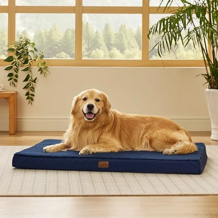 BEDSURE orthopädisches Hundebett Grosse Hunde - 112 x 81 x 7.6 cm Hundekissen flauschig Hundematte waschbar Hundematratze in Navyblau für große Hunde – Bild 7