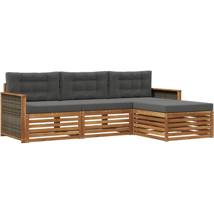 vidaXL Outdoor-Sofagarnitur 4 stk. 3-Sitzer Natur und Anthrazit 3383200 – Bild 2