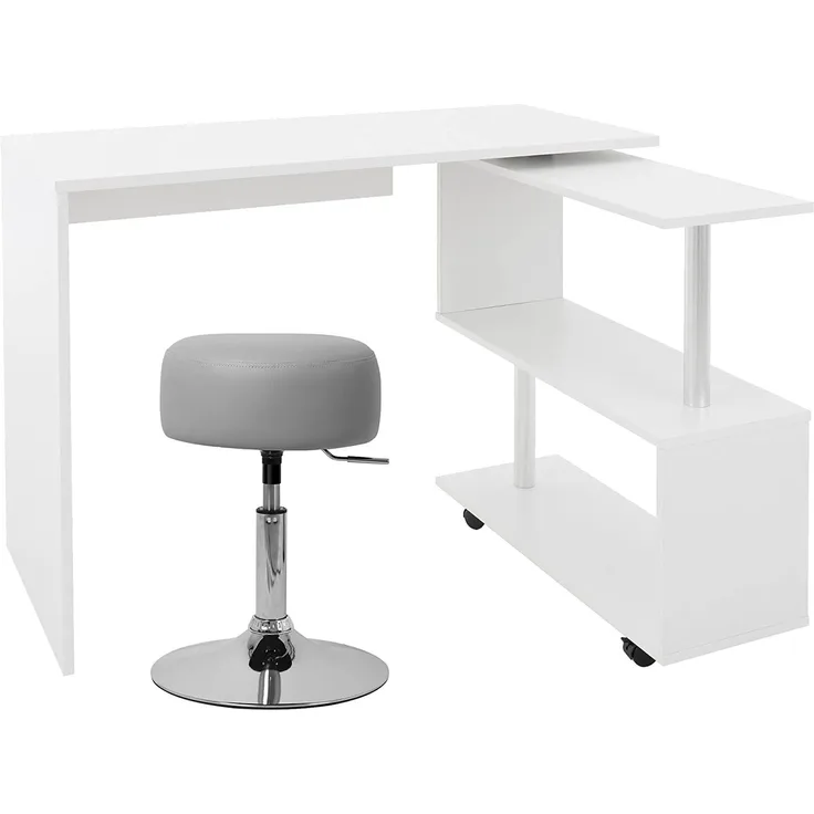 Schreibtisch mit Sitzhocker 150 x 88 x 75 cm Weiß aus MDF ML-Design