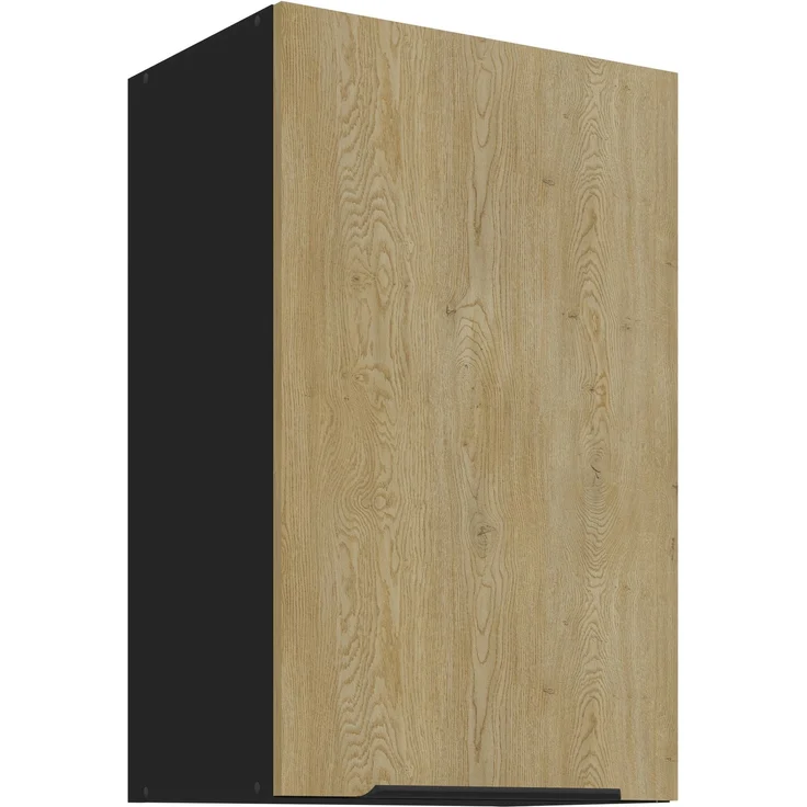 Küchen Hängeschrank 45 cm CREMONA Eiche hell + Schwarz matt Küche Küchenzeile Küchenblock Einbauküche – Bild 5
