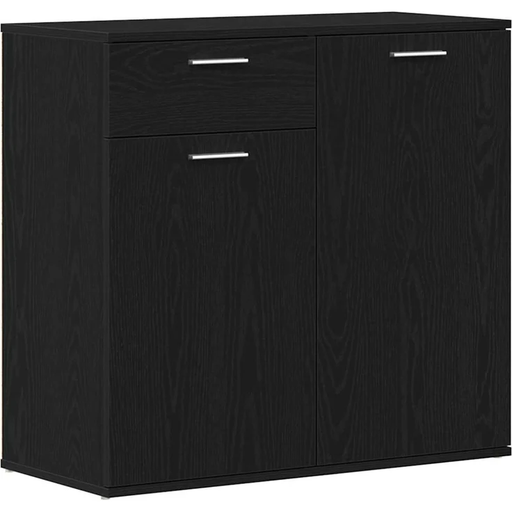 vidaXL Sideboard Schwarz Eichen-Optik 80x36x75 cm Holzwerkstoff 862010 – Bild 2