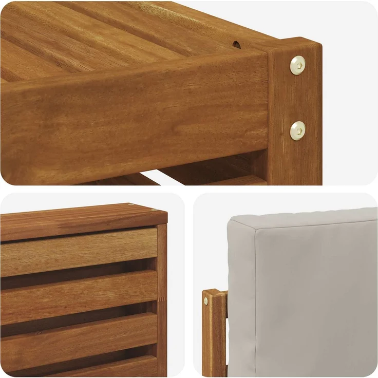 vidaXL Outdoor-Sofagarnitur 7 stk. 5-Sitzer Natur und Hellgrau 3375136 – Bild 8