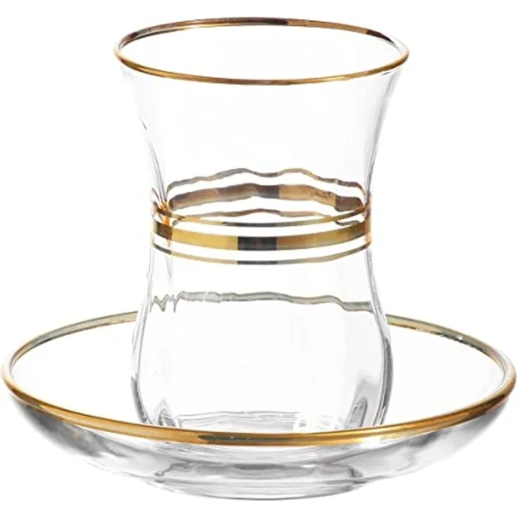 LAV Teegläser-Set mit goldenen Akzenten - 12-teilig, 115 ml - elegant & modern