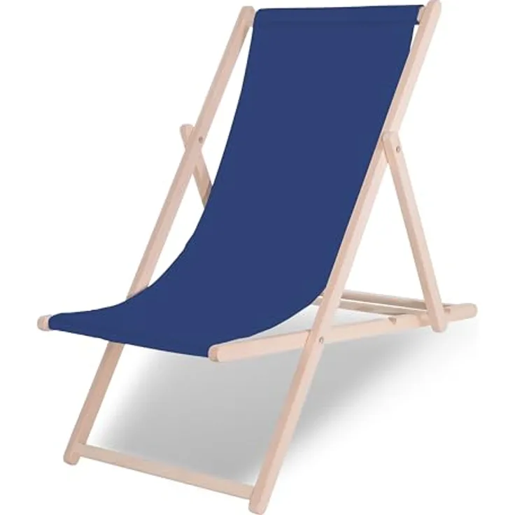 Springos Klappbare Strandliege aus Buchenholz, 3-fach verstellbar, mit OEKO-TEX Bezug, UV-beständig, bis 120 kg belastbar