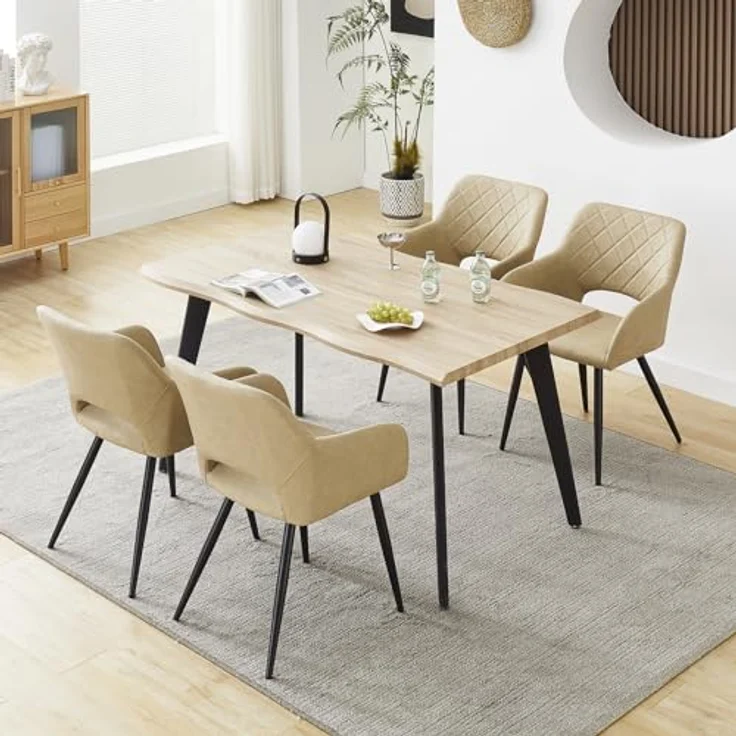 TUKAILAI Esszimmerstühle 2er Set aus Kunstleder, Küchenstuhl Polsterstuhl mit Offener Rückenlehne,Armlehnen,Gepolstertem Sitz, Metallbeinen, Stühle für Wohnzimmer,Esszimmer,Küche – Bild 5