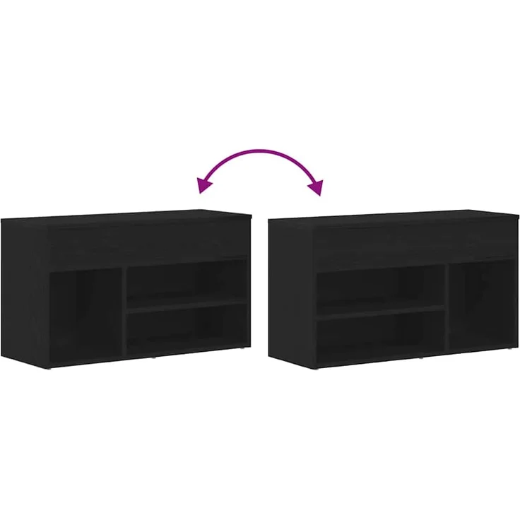 vidaXL Schuhbank Schwarz Eichen-Optik 80 x 30 x 45 cm Holzwerkstoff 862703 – Bild 9