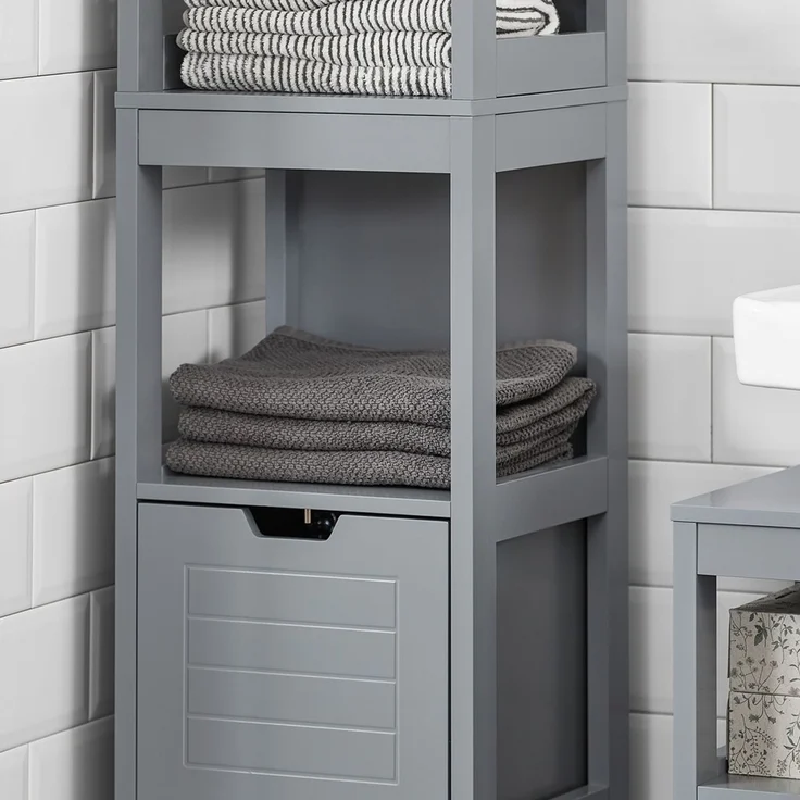 SoBuy FRG126-SG Badezimmer-Hochschrank, MDF, Lackiert, Grau, 30 x 144 x 30 cm – Bild 7