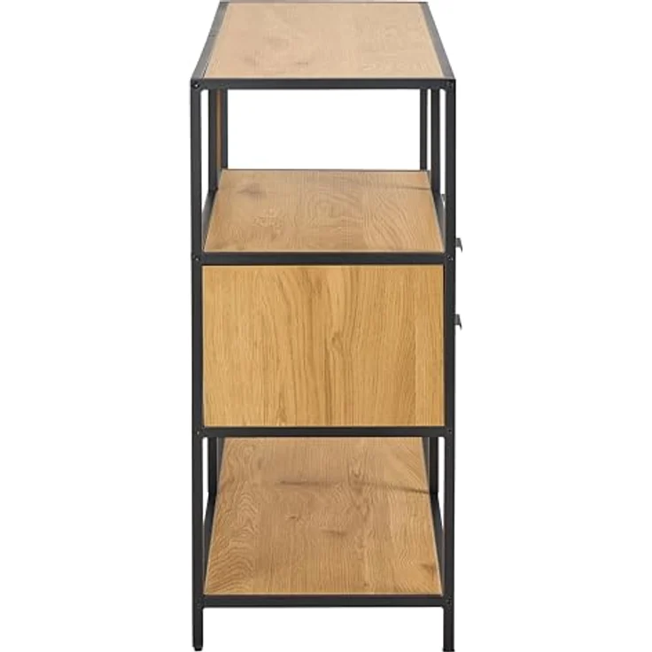 XXXL Xxxl Regal aus Holzwerkstoff, Natur/Schwarz, 2 Schubladen, 77x114x35 cm, Standregal für Wohnzimmer – Bild 4