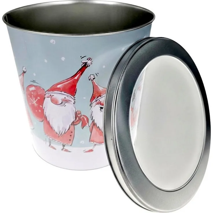 Macosa Home Keksdose Gebäckdose XL Metall Rot Weiß od. Wichtel, (Blechdose Plätzchenaufbewahrung, Plätzchen Vorratsdose Weihnachten), 23 cm rund Keksdose Aufbewahrungsdose