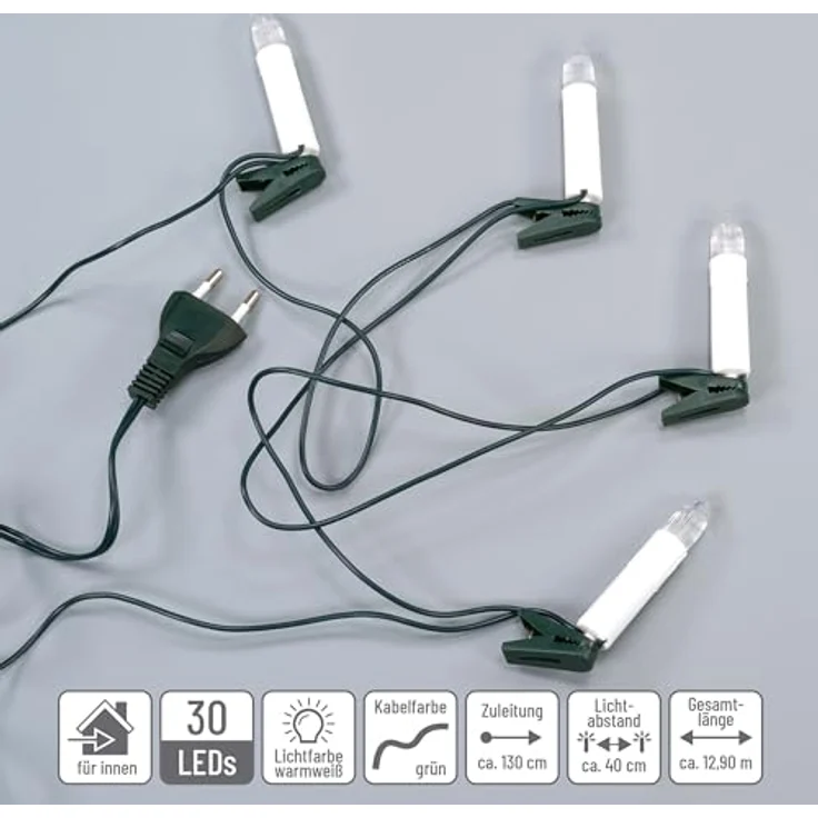 Nipach LED-Christbaumkerzen XI11606 LED Weihnachtsbaumbeleuchtung 30er innen – Bild 8