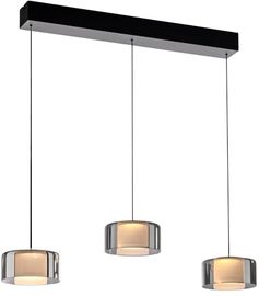 Paul Neuhaus LED-Hängelampe Rika, 71 cm, dreiflammig, dimmbar, höhenverstellbar, Glas, schwarz