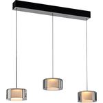 Paul Neuhaus LED-Hängelampe Rika, 71 cm, dreiflammig, dimmbar, höhenverstellbar, Glas, schwarz