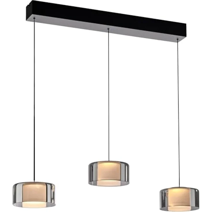 Paul Neuhaus LED-Hängelampe Rika, 71 cm, dreiflammig, dimmbar, höhenverstellbar, Glas, schwarz – Bild 1