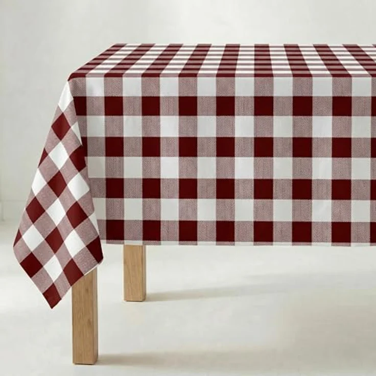 BELUM Tischdecke, harzbeschichtet, fleckenabweisend, granatrot, kariert, Vichy-Größe, 200x140 cm, fleckenabweisende Tischdecke, Vichy-Granatrot, Tischdecke aus 100% Bio-Baumwolle – Bild 2