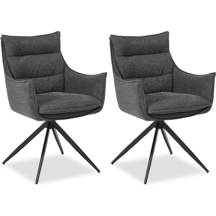 Esszimmerstühle Drehbar Set 2 Stühle für den Esstisch Drehstuhl mit Armlehne Stoff Anthrazit Polsterstühle Sessel Modern – Bild 1