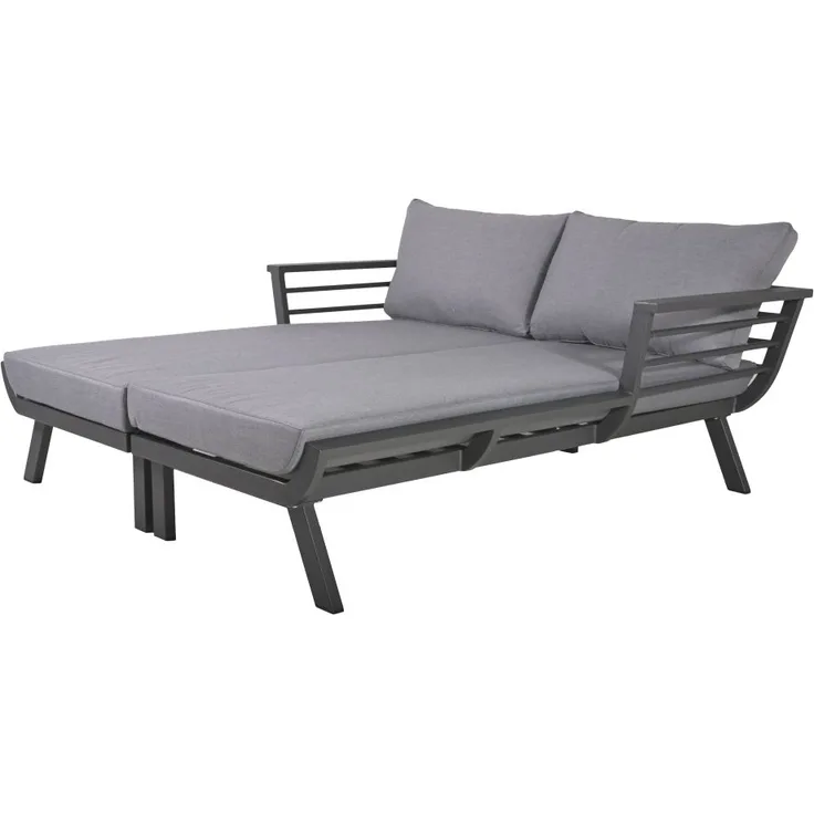 Doppelliege Delia aus Alu, dunkelgrau / Polyester, grau