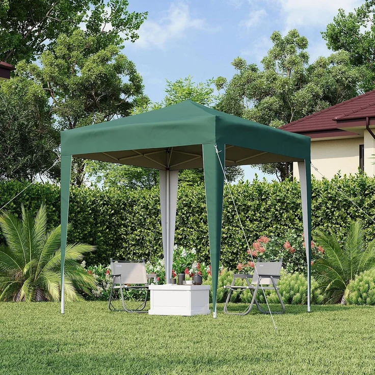 Aoxun Pop Up Pavillon 2x2m Wasserdicht, Metallrahmen-Schutzzelt, Höhe Verstellbar, Faltpavillon 2x2 mit Tragetasche für Camping Party, Grün – Bild 7