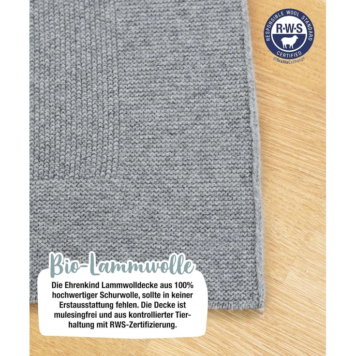Babydecke aus Bio-Lammwolle Natur, 90 x 110 cm, Ehrenkind – Bild 4