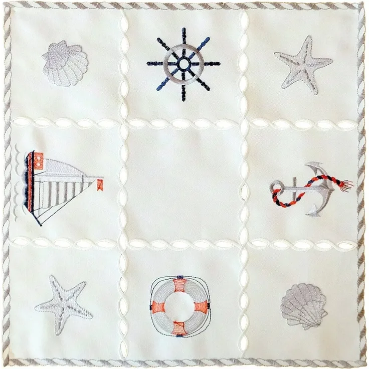 matches21 HOME & HOBBY Tischdecke Tischdeckchen NINA maritime Stickerei & Cutouts Polyester 40 x 40 cm (1-tlg), Pflegeleicht & waschbar bei 30 °C