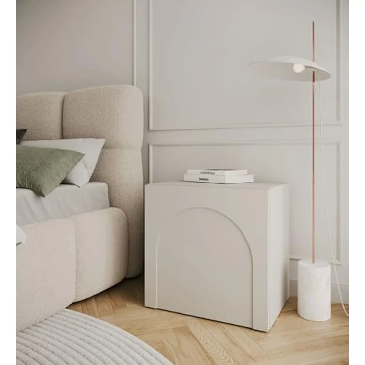 Selsey Nachttisch 50cm Hängend Kaschmirfarbe Schwebender Nachttisch Mit Bogenfräsungen, Tip-On-System, Einlegeboden 16mm Robuste Kronospan Spanplatte, ABS-Kanten Breit Für Modernes Schlafzimmer – Bild 4