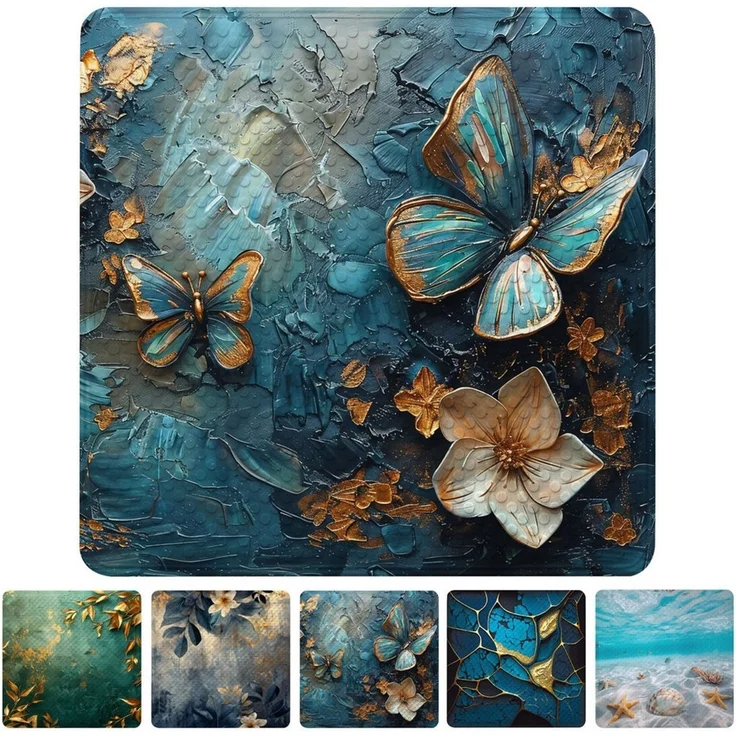 Sanilo Duschmatte, mit Motiv, rutschfest, waschbar, quadratisch, 230 extra starke Saugnäpfe, Kunststoff PVC, 53 x 53 cm, Mariposa – Bild 1