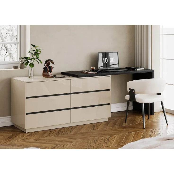 oleyluckidea Schreibtisch L-förmiger Schreibtisch mit 6 Schubladen, verstellbar, Holz (ein Tisch), Breite 140 cm – Bild 1