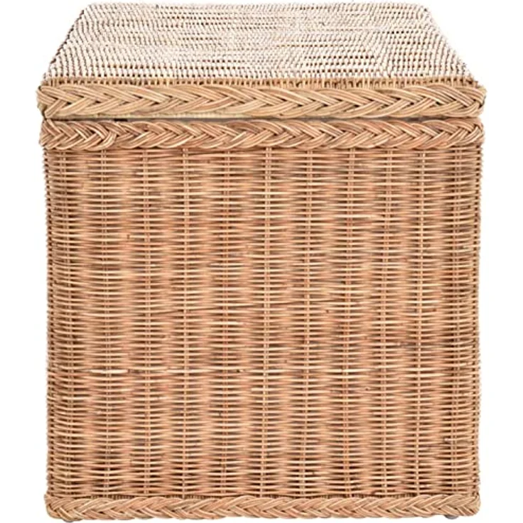 Krines Home Wäschetruhe Rattantruhe Groß Deckel Natur Rattan Truhe Aufbewahrung XL 100x50x50, Große Truhe mit viel Stauraum – Bild 5