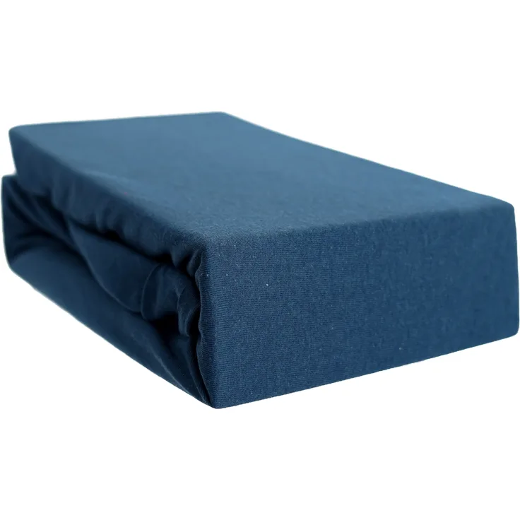 Jersey Spannbettlaken 100% Baumwolle 200-200x220 cm + 40 cm Rundumgummizug Dunkelblau