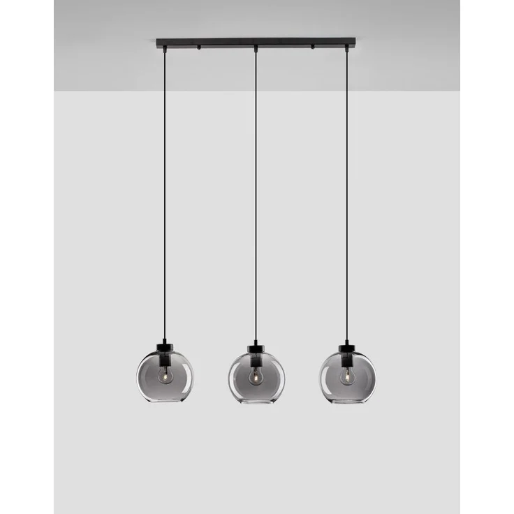 Nova Luce 9241150 PALMER Pendelleuchte 3-flammig Schwarz Rauchglas E27 – Bild 4