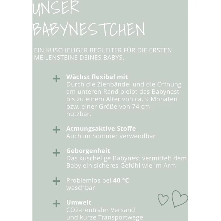 ULLENBOOM ® Babynest - 100% OEKO-TEX Materialien & Made in EU, Grün - Babynestchen Neugeborene aus kuscheliger Baumwolle, Ideal als Reisebett & Kuschelnest geeignet – Bild 4