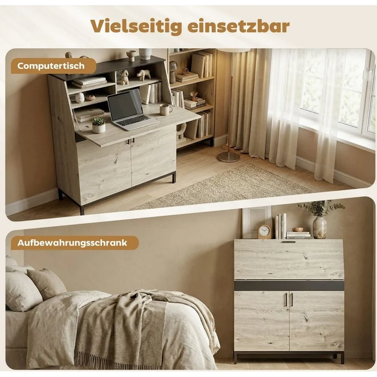 HOMCOM Schreibtisch Moderner Industrieller Computertisch (1 Tisch, 1-St, 1 Tisch), Klappbare Arbeitsstation mit viel Stauraum – Bild 3