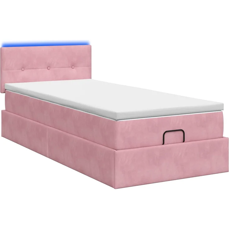 vidaXL Ottoman-Bett mit Matratze und LED Rosa 90 x 190 cm Samt 3457112 – Bild 9