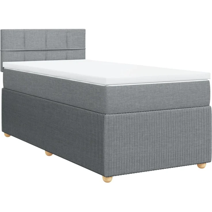 vidaXL Boxspringbett mit Matratze Hellgrau 100x200 cm Stoff 3287367 – Bild 2