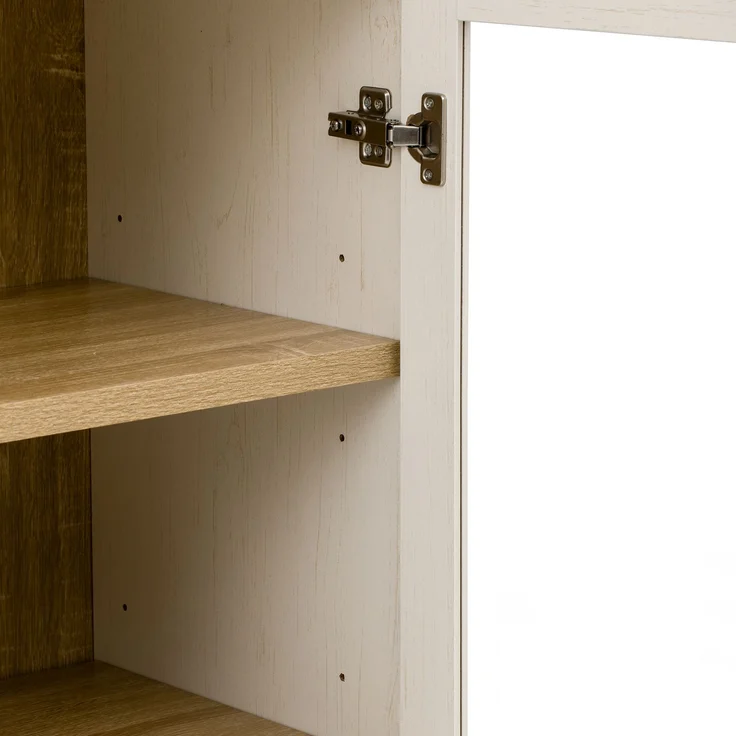 ZUBALIYA Highboard mit verstellbaren Regalböden und Schubladen / Küchenschrank mit transparentem Glas und großem Stauraum, mit ideal für Esszimmer und wohnzimmer und Küche (Weiß) – Bild 14