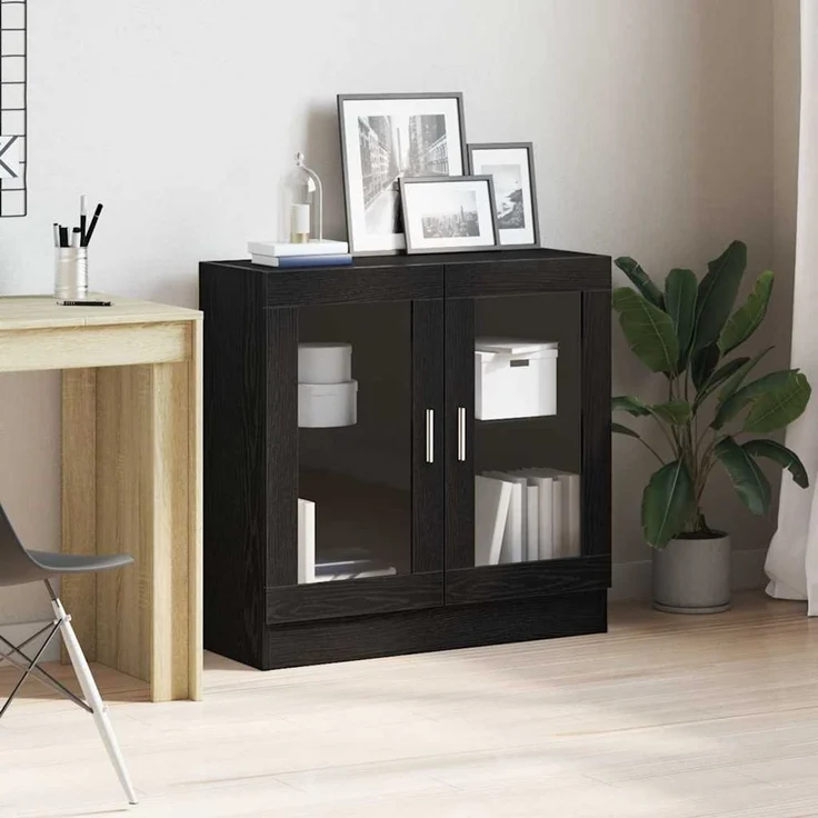 vidaXL Bücherregal 82,5 x 30,5 x 80 cm Schwarz Eichen-Optik 862518 – Bild 1