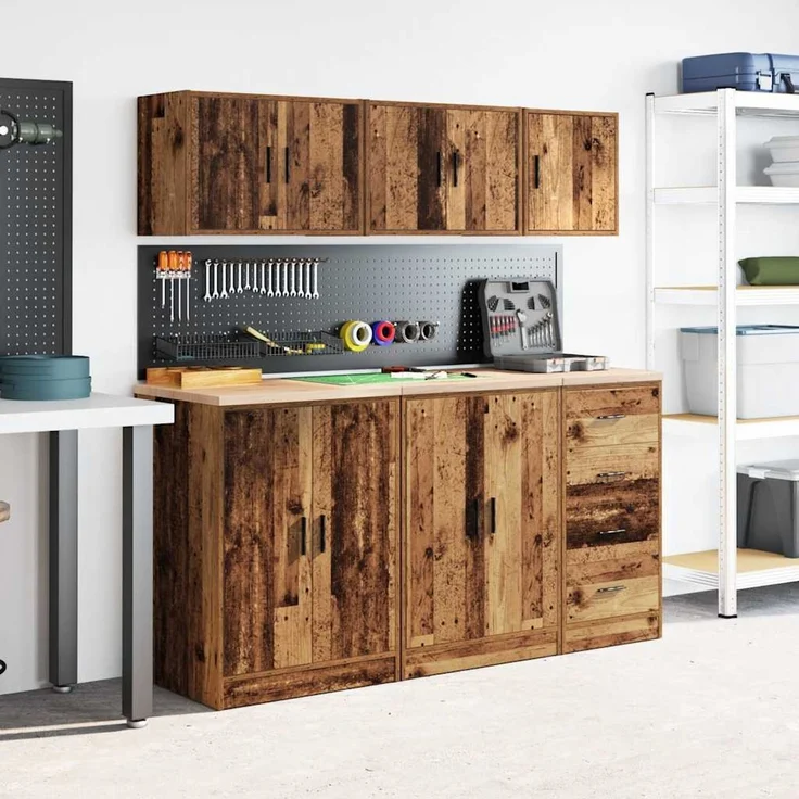 vidaXL Garagen-Wandschrank Altholz-Optik Holzwerkstoff 860639 – Bild 4