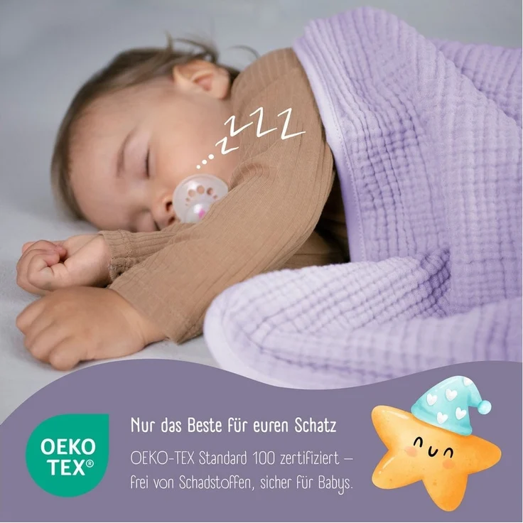 Babydecke Babydecke Musselin Fleecedecke flauschig weich - lila, BEARFOOT, flauschige Kuscheldecke, Baby, Neugeborene, Geschenk Junge & Mädchen – Bild 3