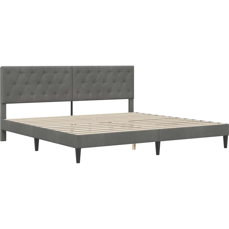 vidaXL Bettrahmen mit Kopfteil Dunkelgrau 200 x 200 cm Samt 42027686 – Bild 3