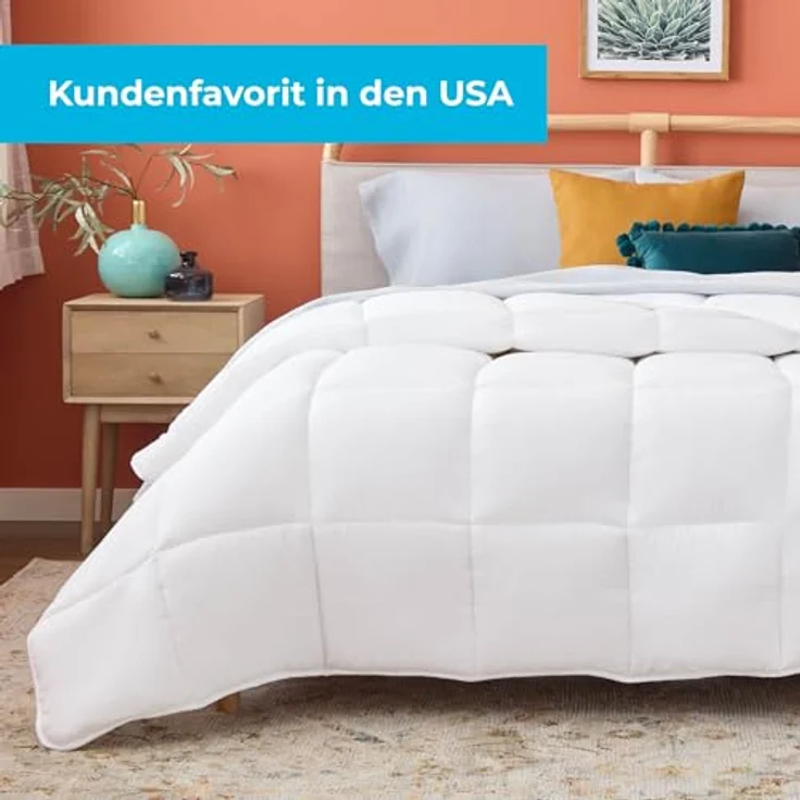Linenspa 4 Jahreszeiten Bettdecke aus Microfaser – Ganzjahresdecke – Ultraweich – Steppdecke 200x200 cm, Weiß – Bild 7