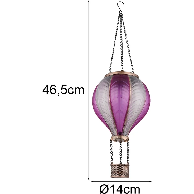 2er Set Deko Solarleuchte mit Heißluftballon in Pink & Rosa, Höhe 46,5cm – Bild 3