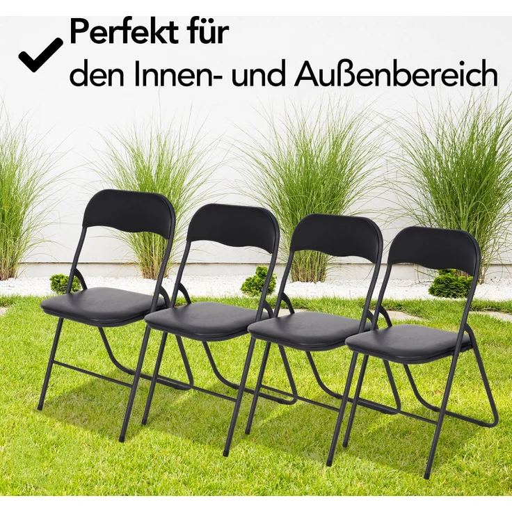 Brixy 2er Set Klappstühle - Klappstühle - PVC - Esstischstühle - Klappstühle - 43 x 47 x 80 cm - Stühle - Schwarz – Bild 6