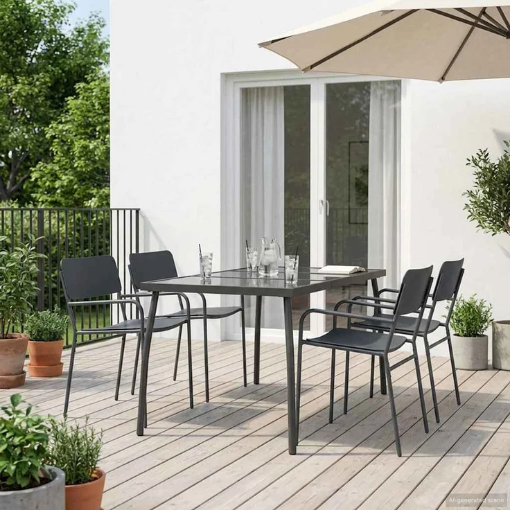 vidaXL Essgruppe 5 stk. Anthrazit 165 x 80 x 72 cm Stahl 3422862 – Bild 1