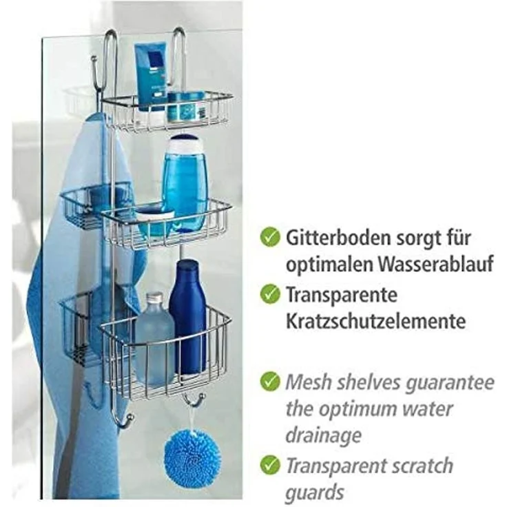 WENKO OLESI Duschablage, Chrom glänzend, 3 Etagen, Edelstahl rostfrei, zum Einhängen – Bild 3