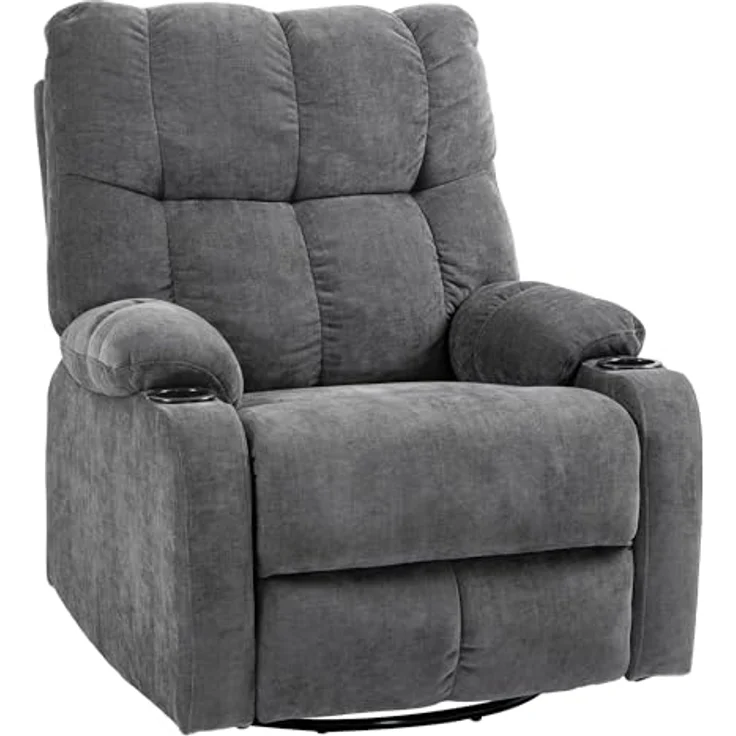 HOMCOM Relaxsessel Fernsehsessel mit Liegefunktion, Schaukelfunktion und Becherhalter (TV-Sessel, 1-St, Ruhesessel), für Wohnzimmer, Dunkelgrau – Bild 2